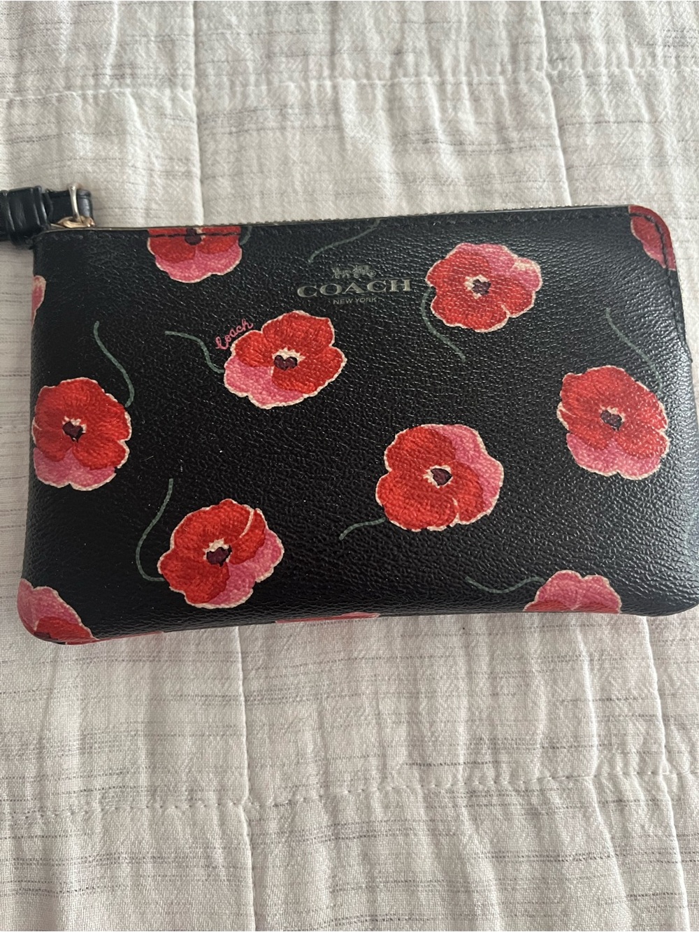 Coach Poppy Leather Zip Wristlet